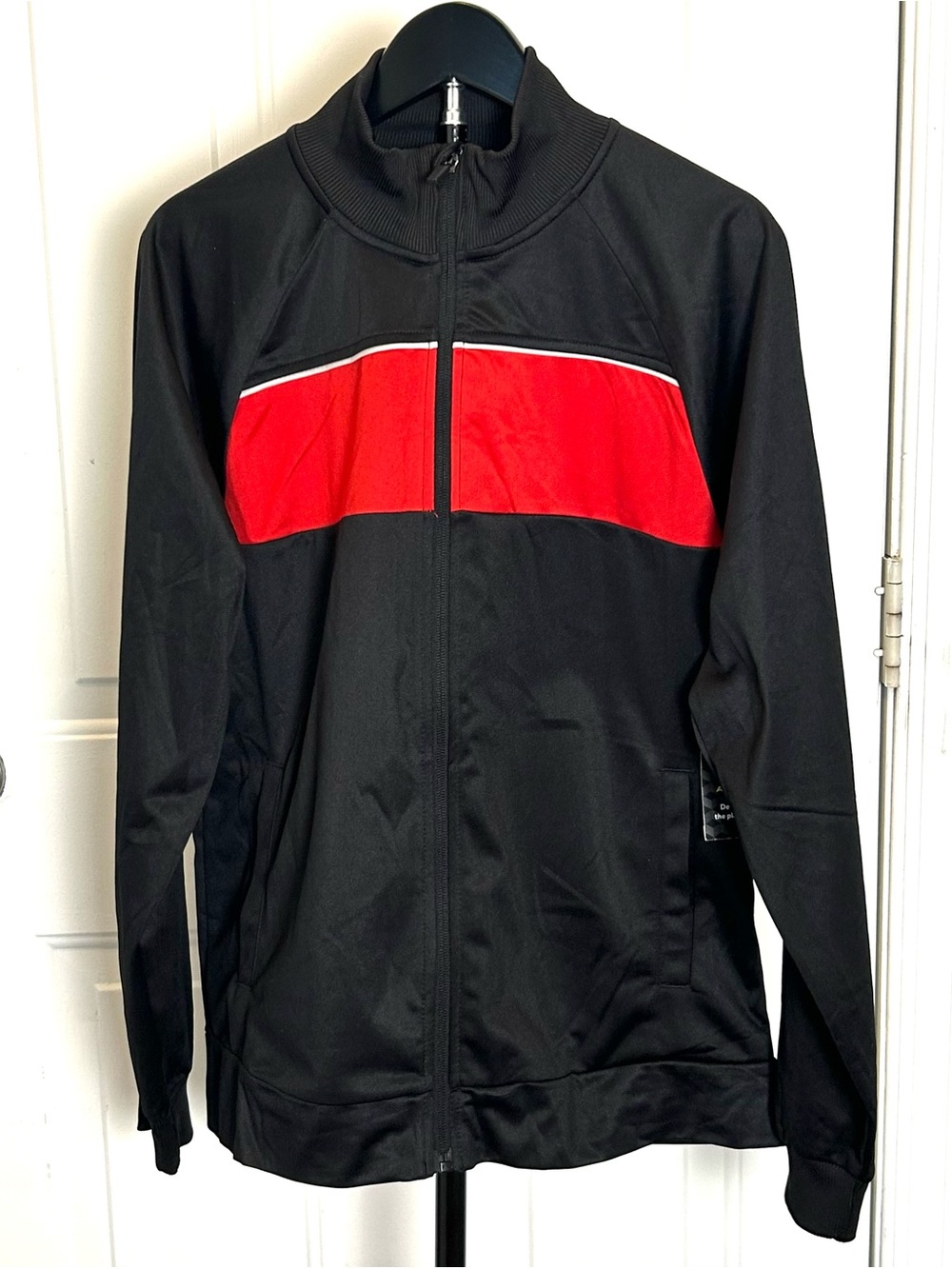 Athletic Works Black Jacket with Red Chest Panel